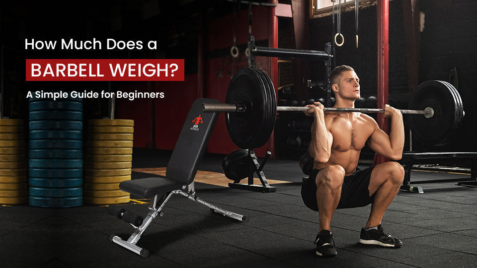 Man squatting with weights: How Much Does a Barbell Weigh?