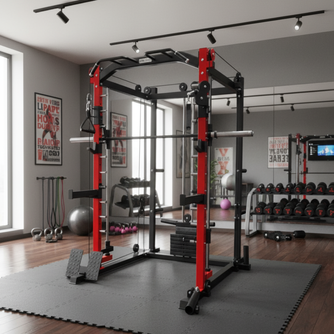 All-in-one Smith Machine with 75 LB or 150 LB Weight Stack