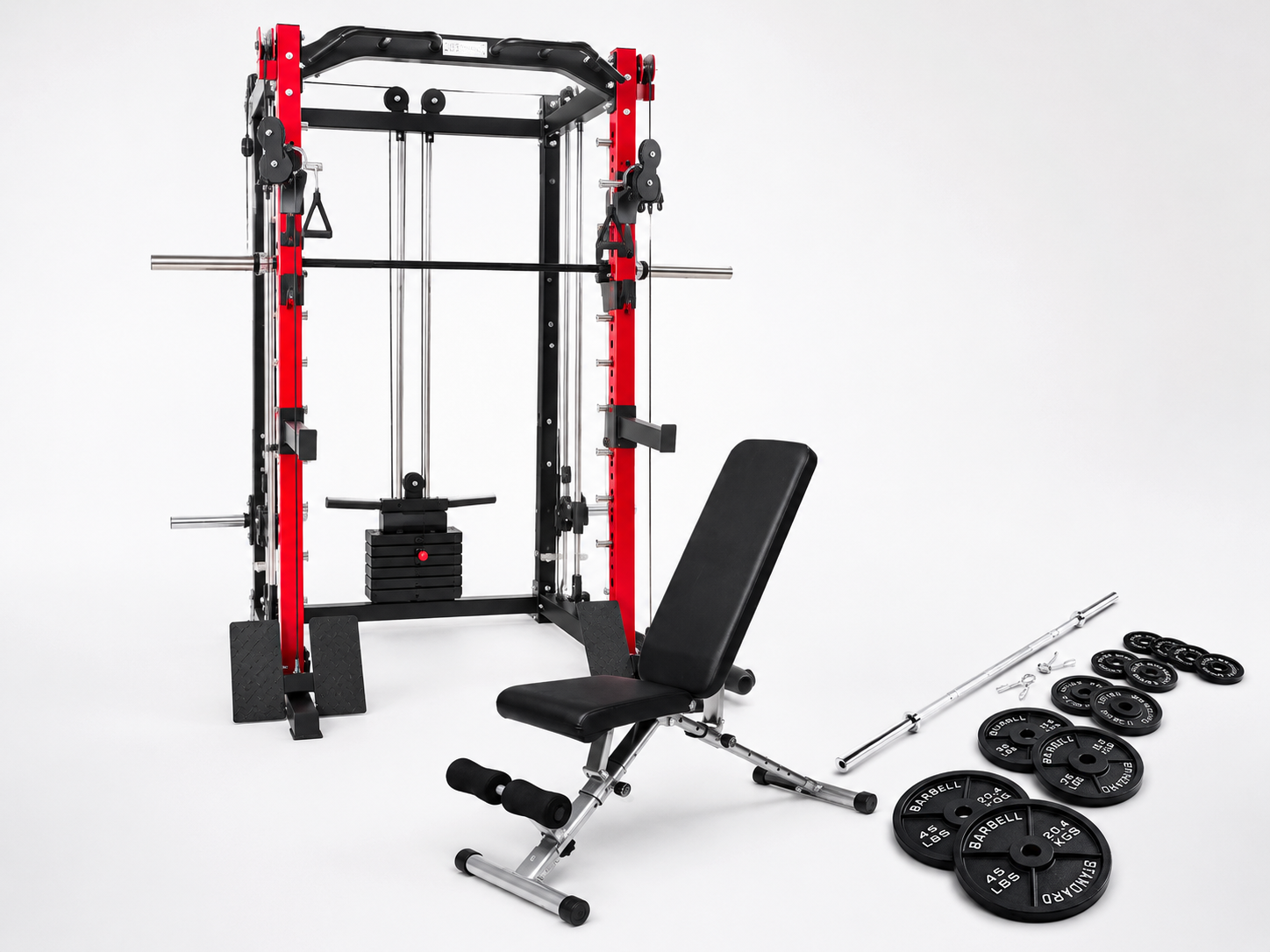 Smith Machine + Adjustable Bench + 275 lb Iron Set