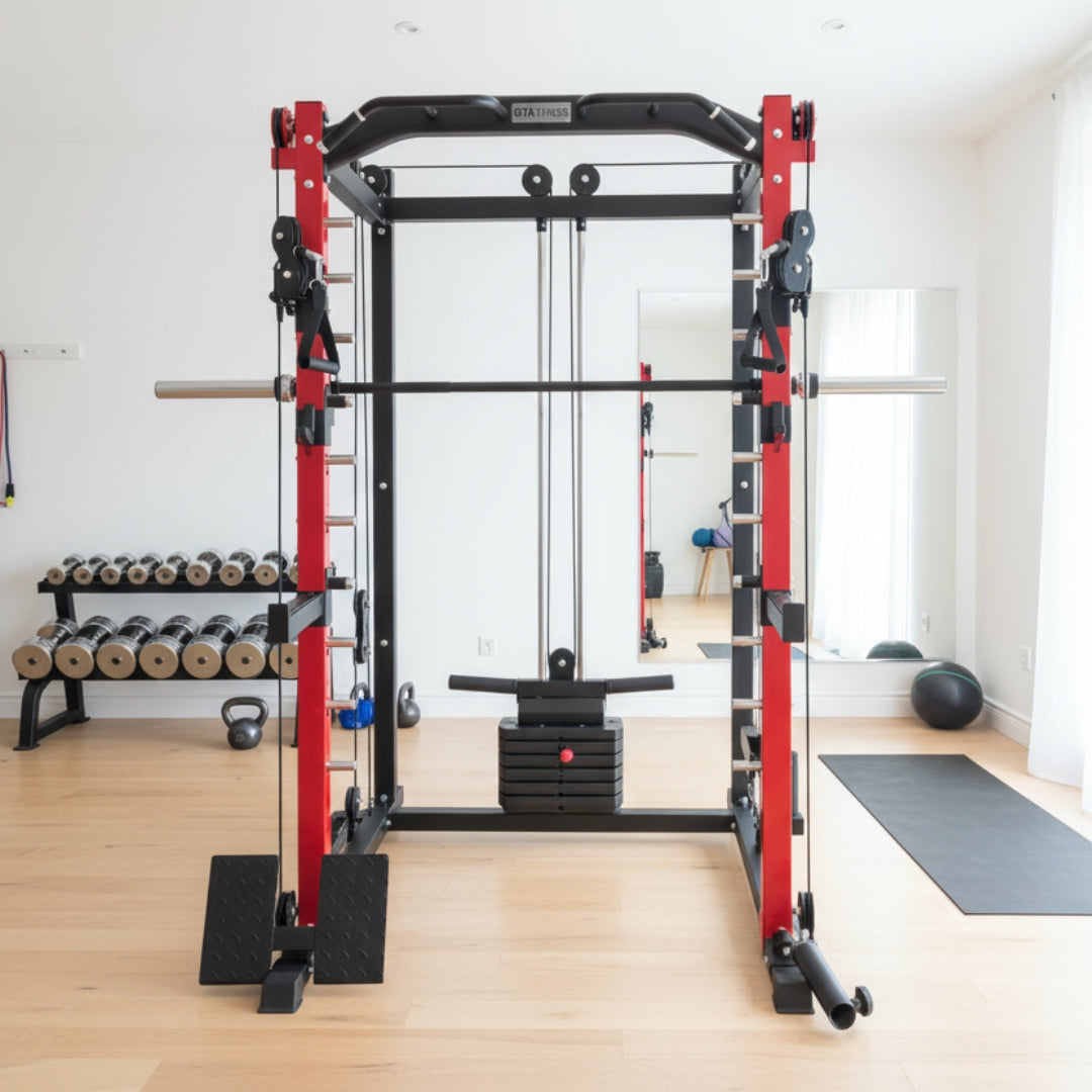 All-in-one Smith Machine with 75 LB or 150 LB Weight Stack