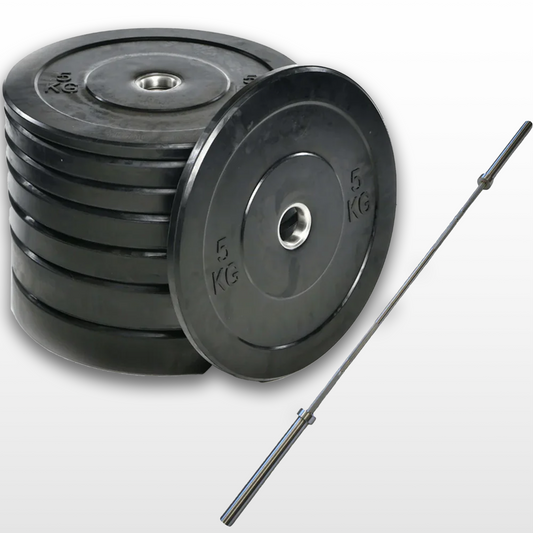 305Lbs Bumper Weight Set Combo With Olympic Barbell