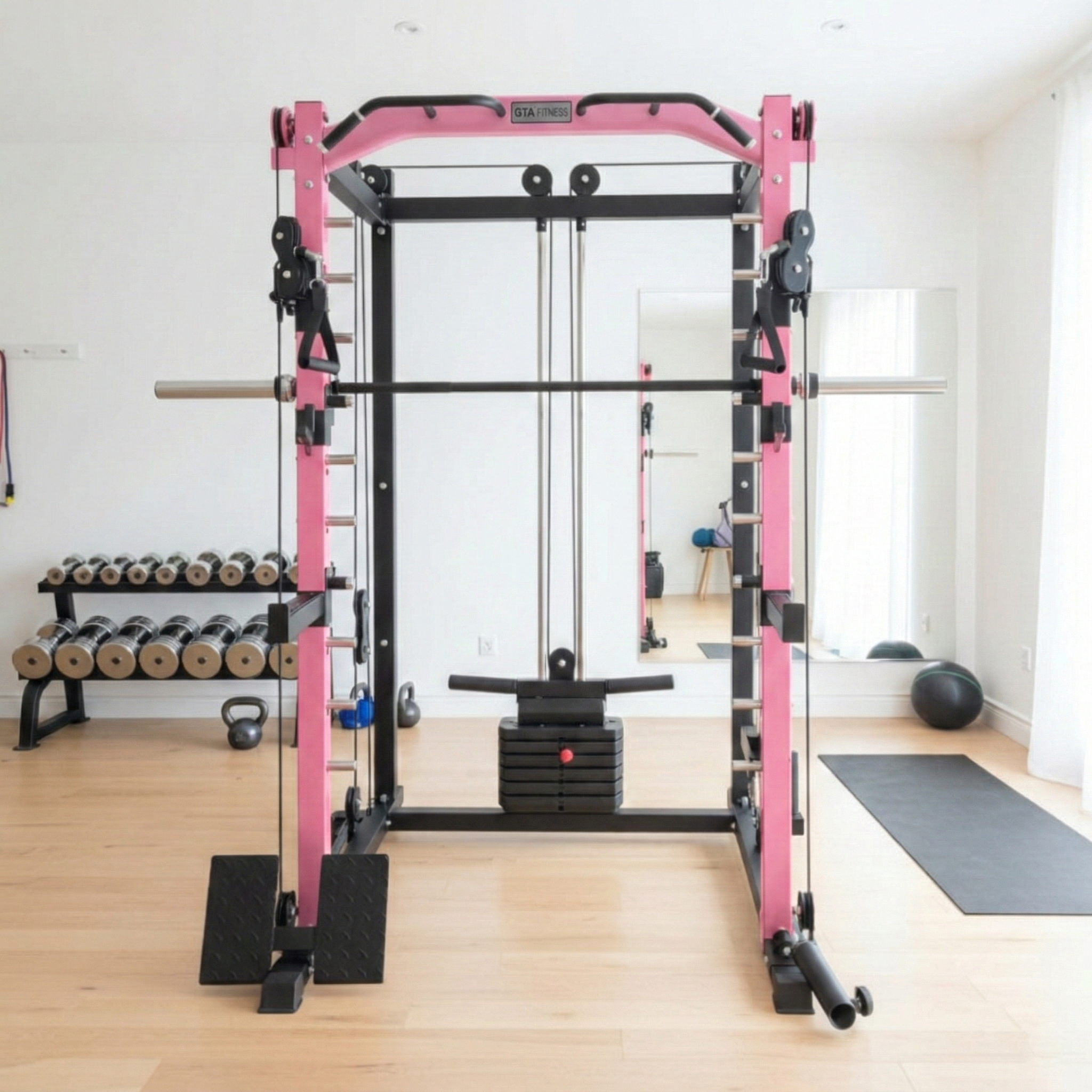 All-in-one Smith Machine with 75 LB or 150 LB Weight Stack