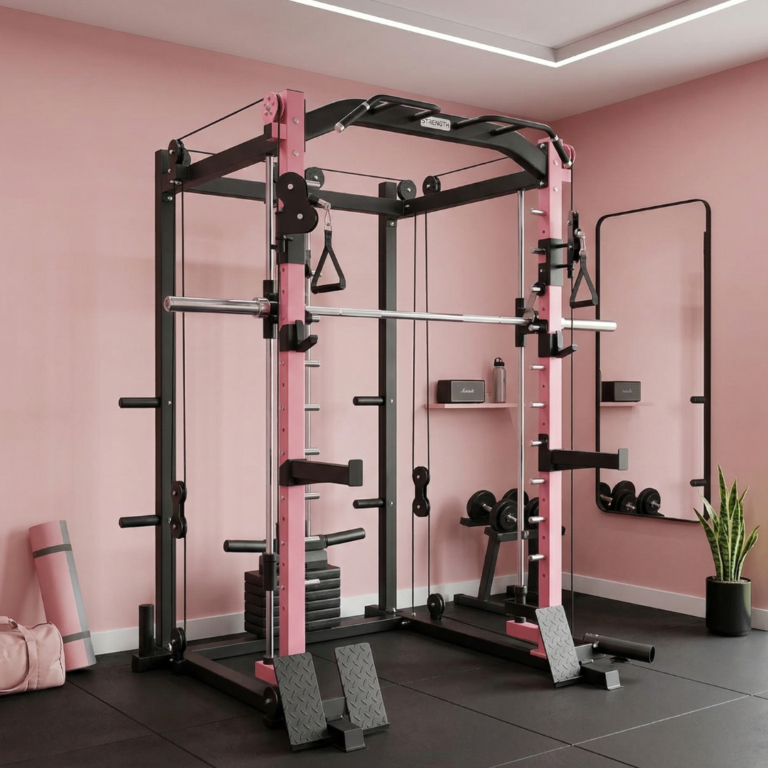 All-in-one Smith Machine with 75 LB or 150 LB Weight Stack